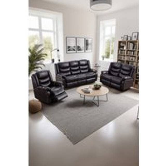 Seattle Electric Recliner Bonded Leather 1+2+3 Seater Sofa Set - Brown - One Size