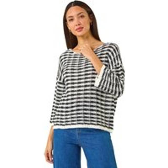Roman Contrast Stitch Knit Jumper In Black - 14