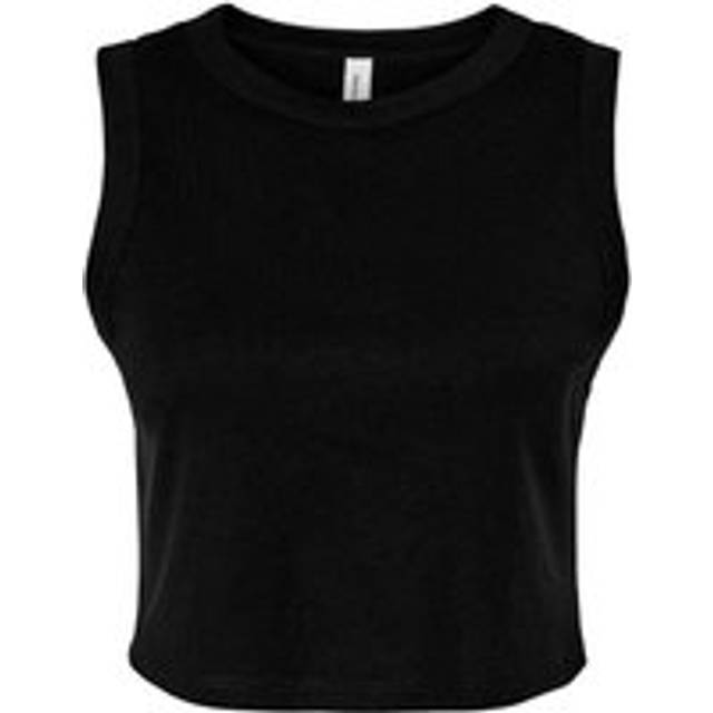 (18 UK - 20 UK, Solid Black) Bella + Canvas Womens/Ladies Plain Micro-Rib Muscle Crop Top