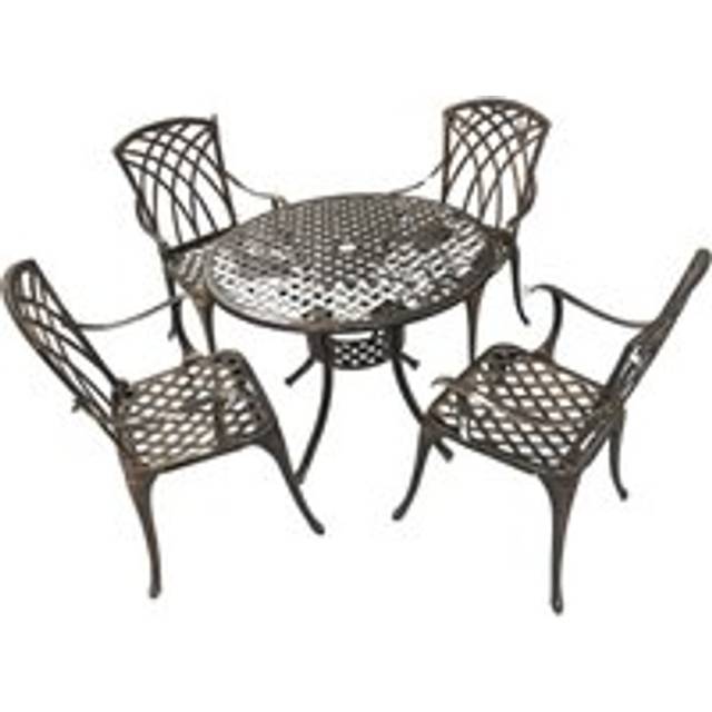 Bistro Set Outdoor Garden Lattice Table & 4 Chairs Aluminium Frame