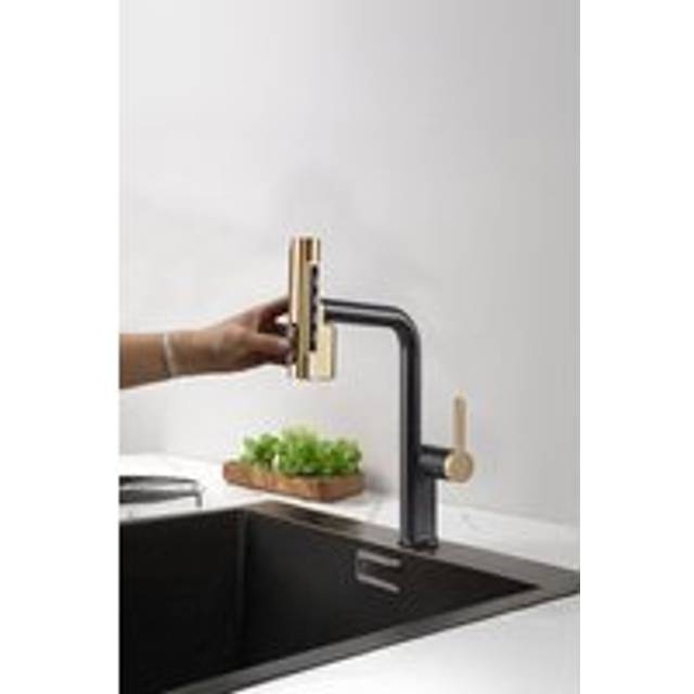 5 Modes Retractable Kitchen Faucet with Pull-out Sprayer - Black - One Size