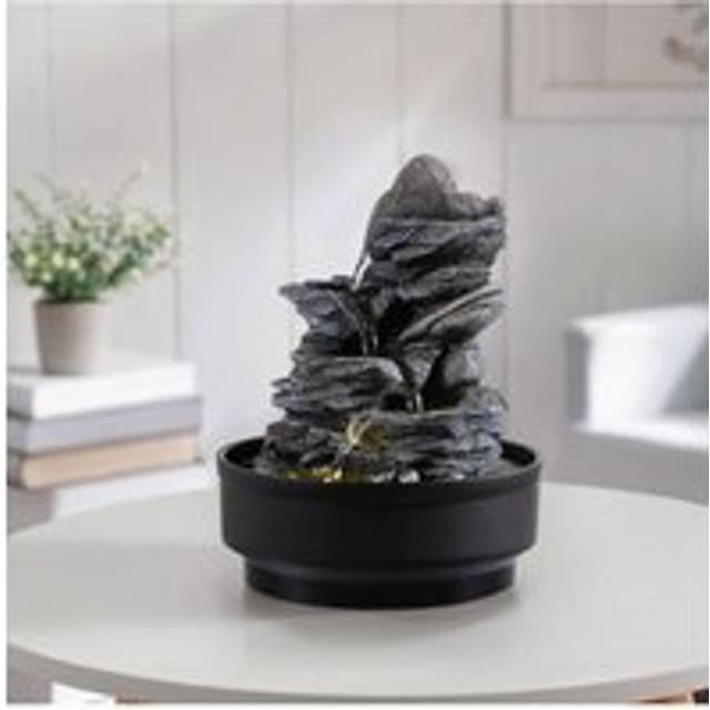 Tabletop Rockery Decor Water Fountain - Grey - One Size