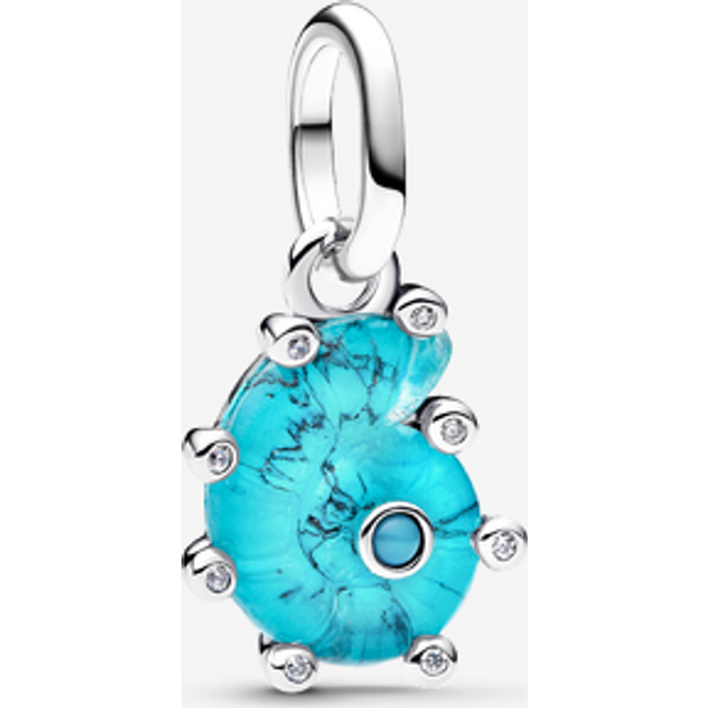 Pandora Silver Blue Murano Glass Sea Snail Dangle Charm