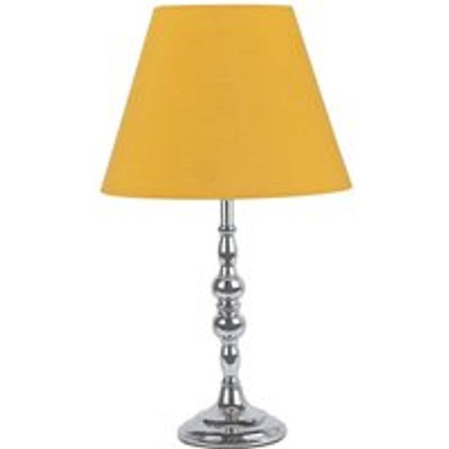 Chrome Table Lamp with Decorative Stem and Ochre Shade