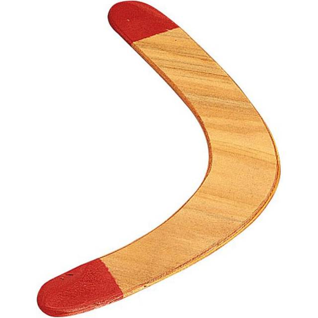 Wood Boomerang w/Red Tips