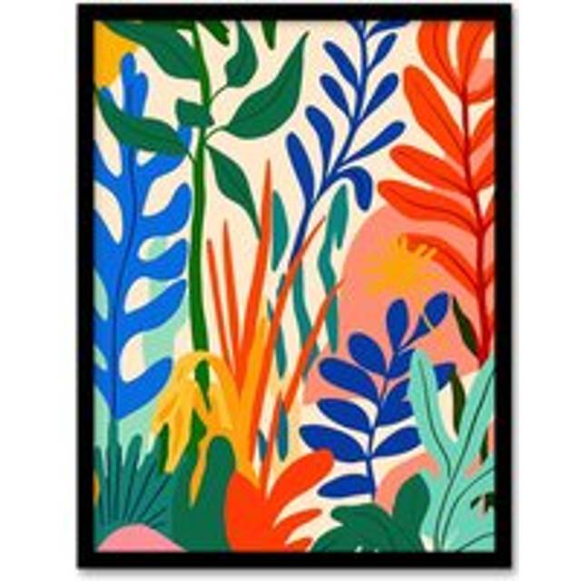 Plant Lover Colourful Botanical Jungle Leaves Framed Art Print - Multi - W12 inch x H16 inch
