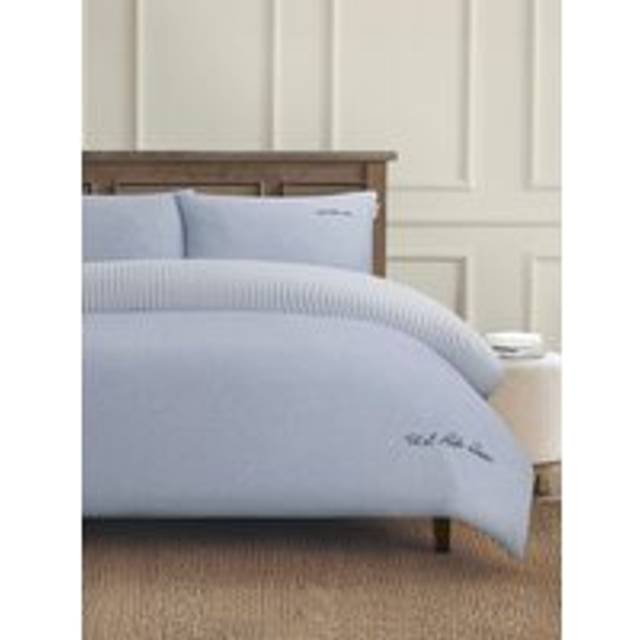 Pure Cotton Chambray Duvet Set - Navy - Super King