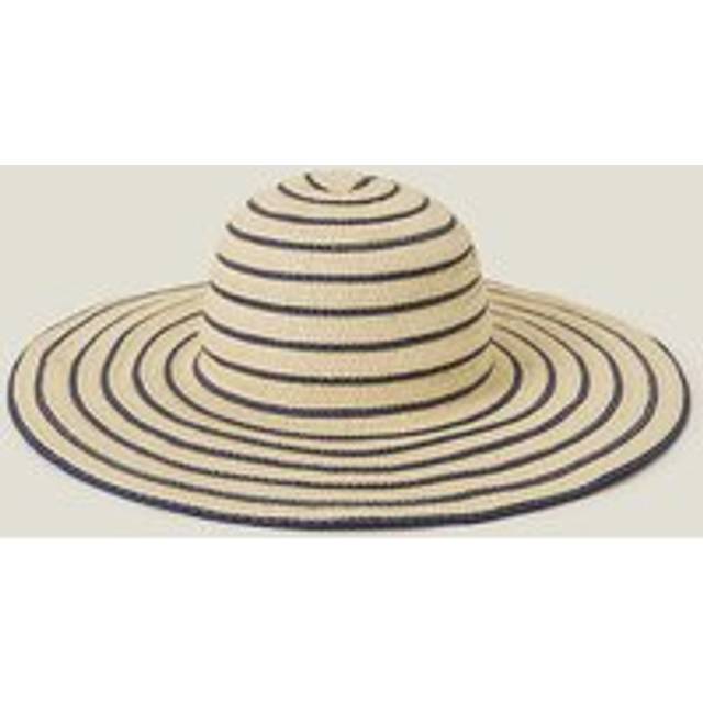 Womens Stripe Straw Floppy Sun Hat - Beige - One Size