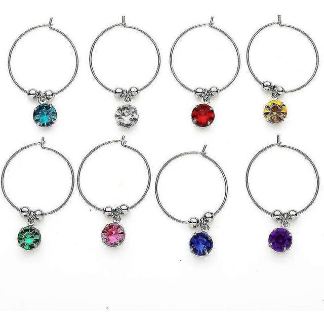(As show, One size) 8 Pieces Wine Glass Charm Wine Glass Rings Tags For Goblet, Champagne Flutes Cocktails Martinis Zekai