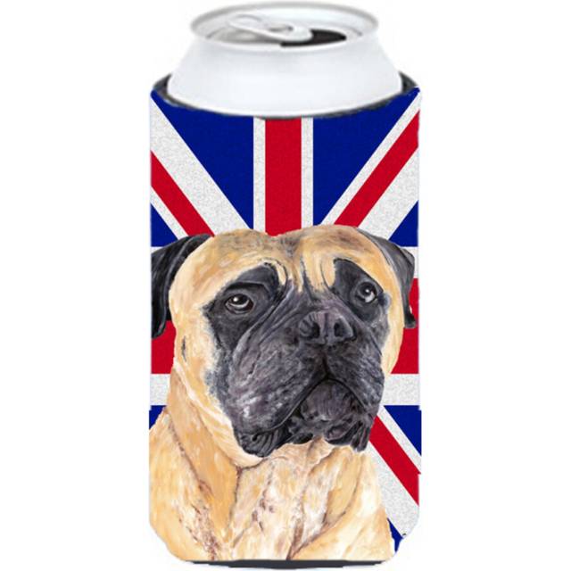 Caroline's Treasures SC9842TBC Mastiff with English Union Jack British Flag Tall Boy Hugger Can Cooler Sleeve Hugger Machine Washable Drink Sleeve Hug