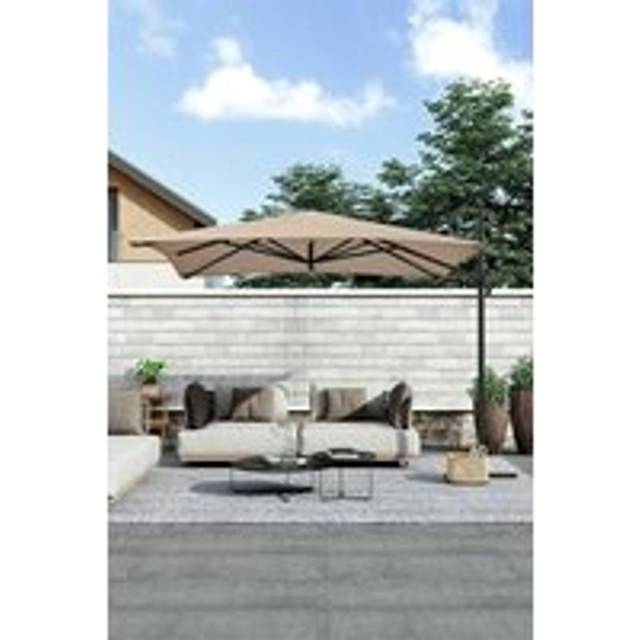 Square Rotating Outdoor Cantilever Parasol - Taupe - One Size