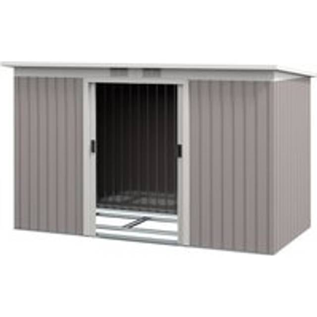 Outsunny 9 x 4FT Outdoor Metal Frame Garden Storage Shed w/ 2 Door - Light Grey | TJ Hughes