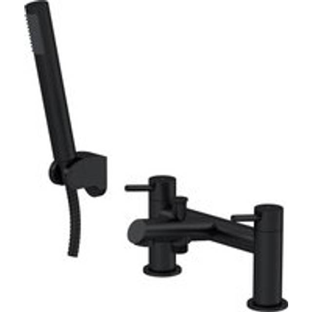 Round Minimalist Bath Shower Mixer Tap with Shower Kit - Matt Black - Balterley