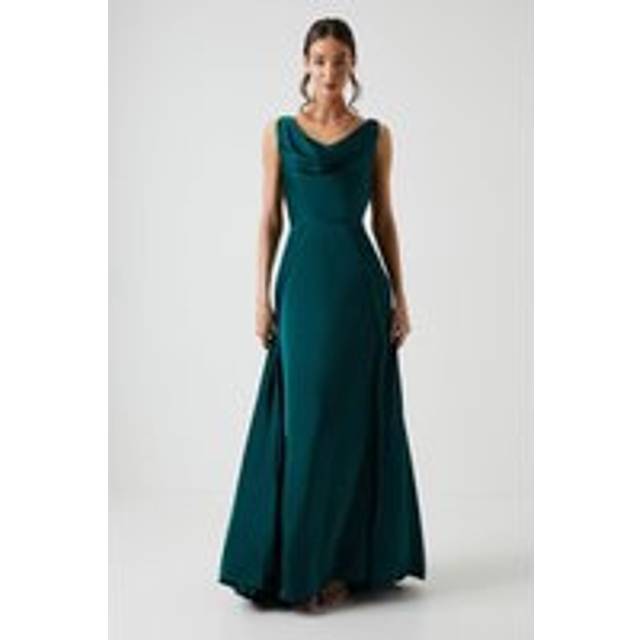 Coast Honoured Sleeveless Cowl Neck Satin Maxi Bridesmaid Dress - Green - 12