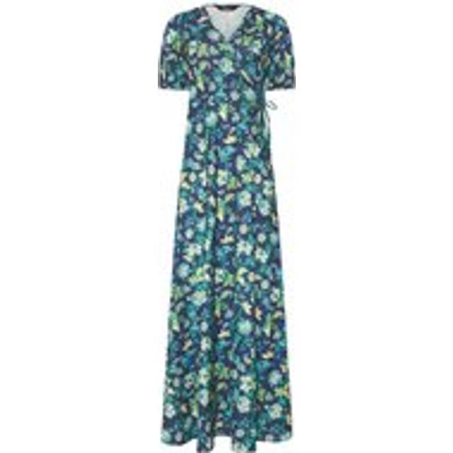 Lts Tall Navy Blue & Green Floral Print Wrap Maxi Dress 16 Lts | Tall Women's Maxi Dresses