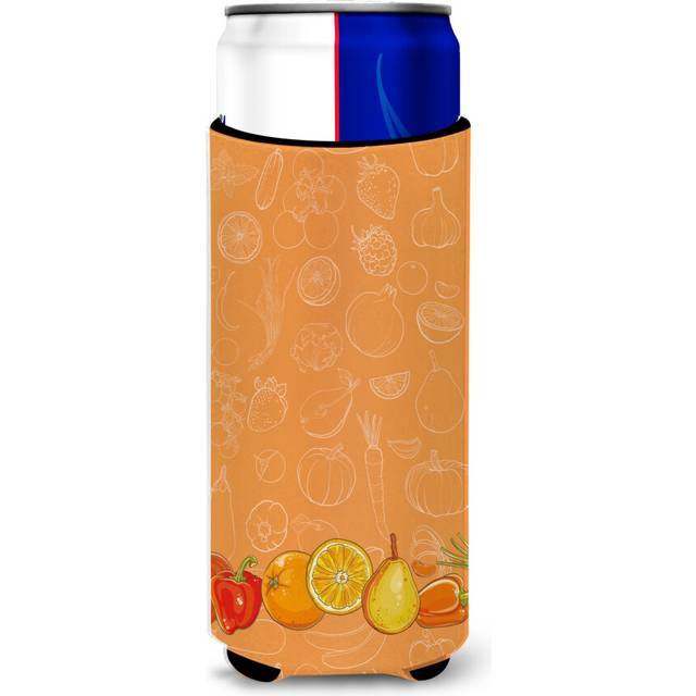 Caroline's Treasures Fruits & Vegetables In Orange Michelob Ultra Hugger For Slim Cans  Slim Can  Multicolor