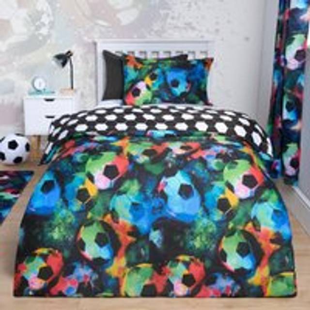 OHS Reversible Football Duvet Set, Neon- Single - Multi
