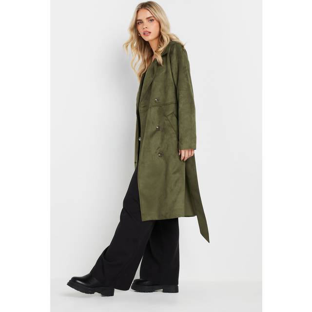 Pixiegirl Khaki Green Faux Suede Midi Trench Coat 12 Pixiegirl | Petite Women's Jackets