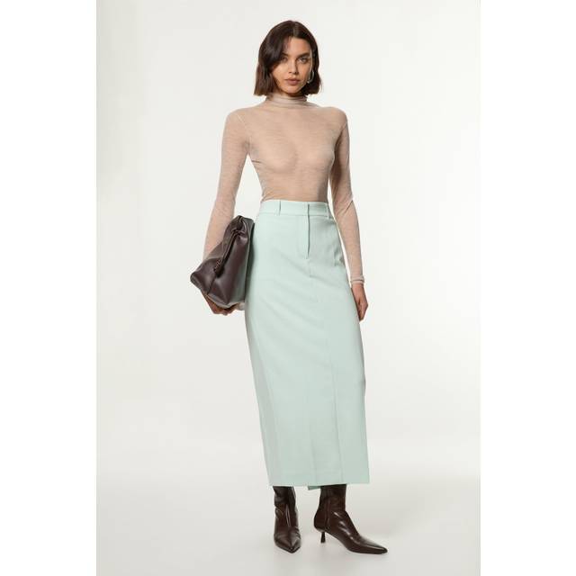 Compact Stretch Essential Tailored Maxi Skirt - Pale Blue