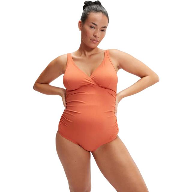 (14 UK, Orange) Speedo Womens/Ladies V Neck Maternity One Piece Swimsuit