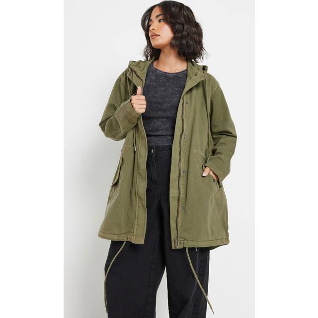 Pixiegirl Khaki Green Twill Parka Coat 16 Pixiegirl | Petite Women's Parkas