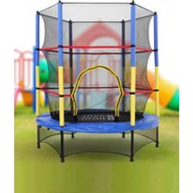 4.5FT Kids Mini Trampoline with Safety Enclosure - Blue - One Size