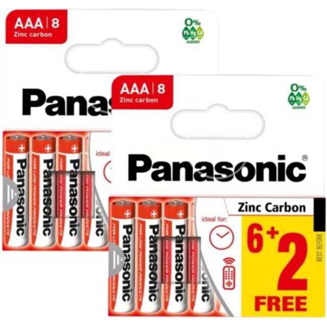 16x genuine panasonic aaa batteries zinc carbon remote, clocks small appliances