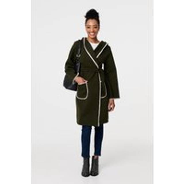 Blanket Stitch Tie Waist Longline Coat - Black - 12