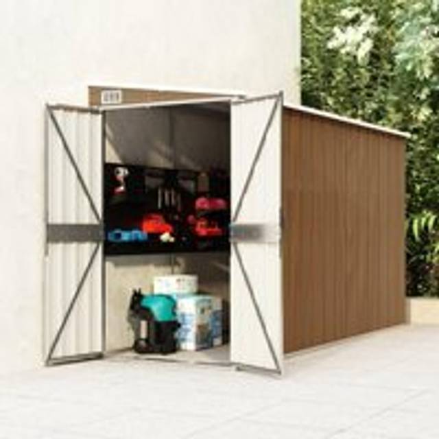 Wall-mounted Garden Shed Brown 118x288x178 cm Galvanised Steel - One Size