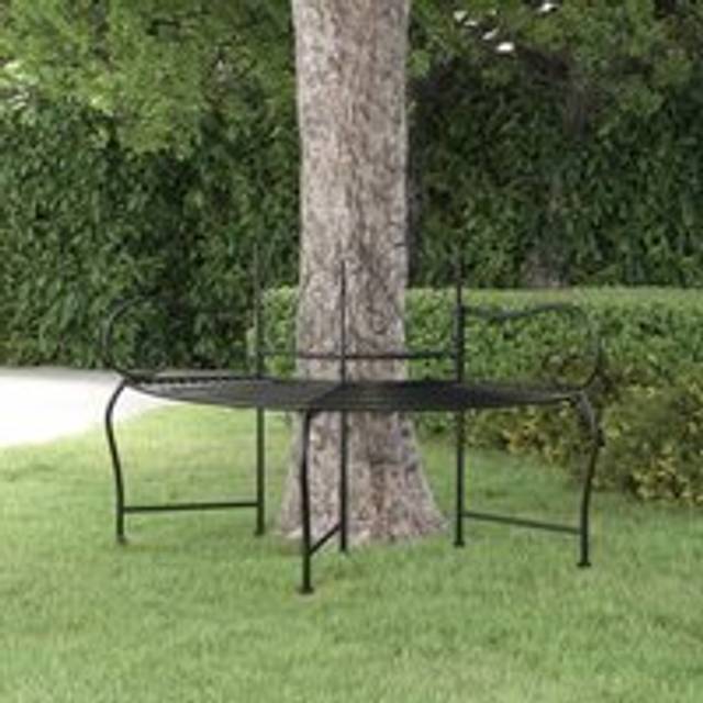 Tree Bench 150 cm Black Steel - One Size