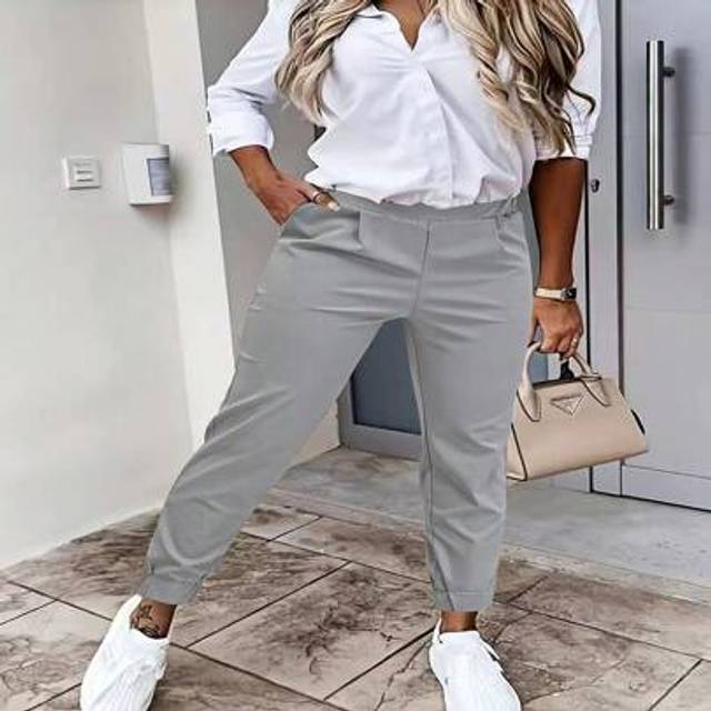 SHEIN Women Fashionable Casual Comfortable Versatile Drawstring Ankle Length Pants
