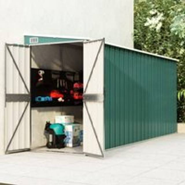 Wall-mounted Garden Shed Green 118x382x178 cm Galvanised Steel - One Size