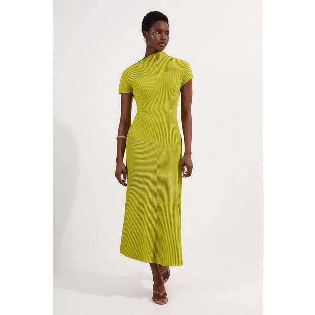 Stitch Detail Knit Midi Dress - Green