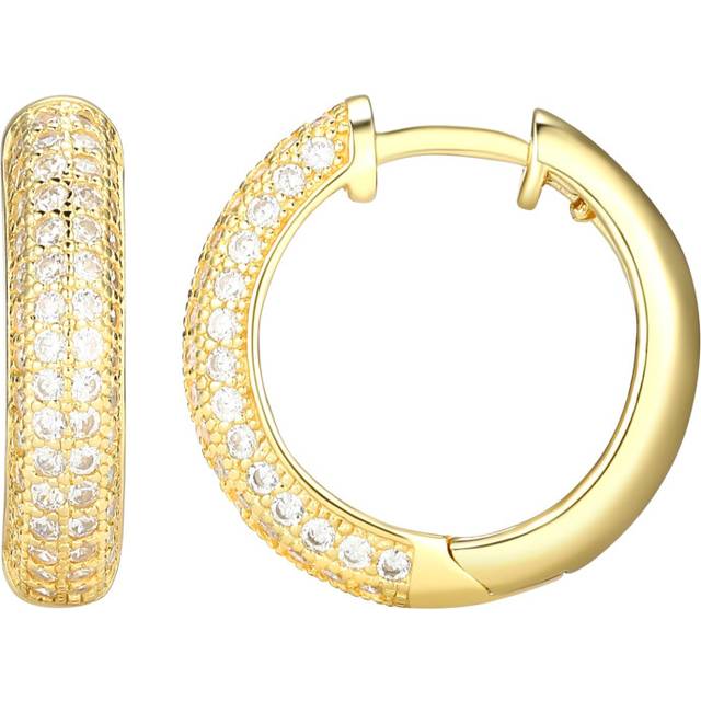 Amazon Essentials Cubic Zirconia Pave Hoop Earrings in 18k Gold Plated Sterling Silver