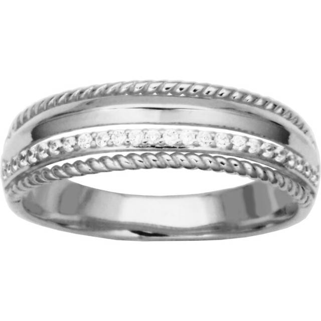 Amazon Essentials Cubic Zirconia Multi-Row Band Ring in Rhodium Plated Sterling Silver  White  10