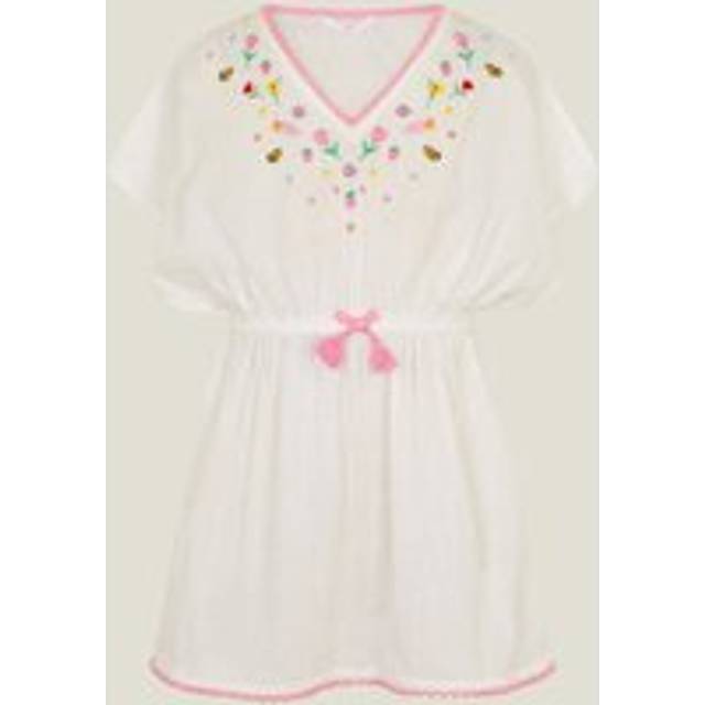 Accessorize Girls Spring Garden Kaftan - White, White, Size Age: 3-4 Years - age: 3-4 YEARS