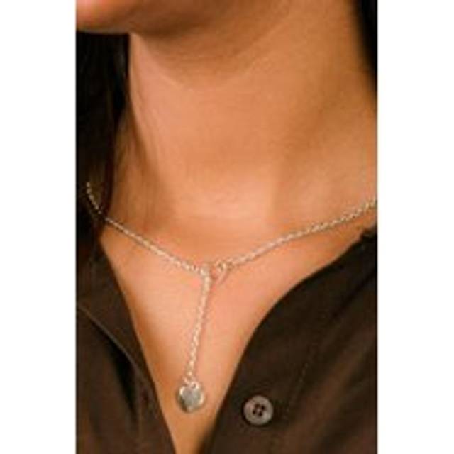 Two Heart Charm Cross Solid Heart Drop Interlock Y Shape Lariat Necklace - Silver - One Size