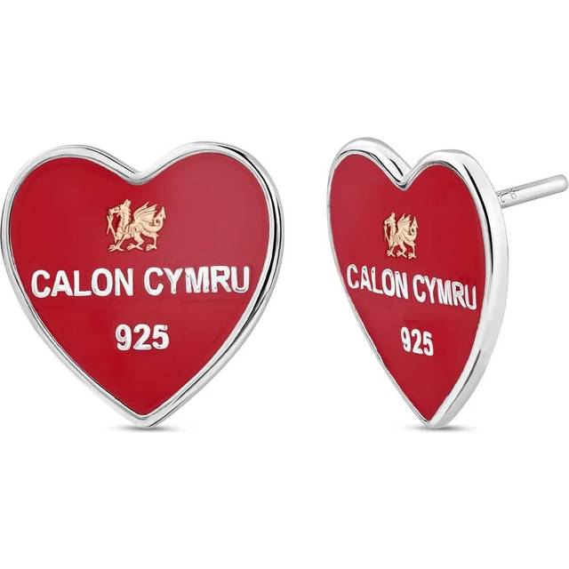 Clogau WRU Sterling Silver Welsh Heart Stud Earrings