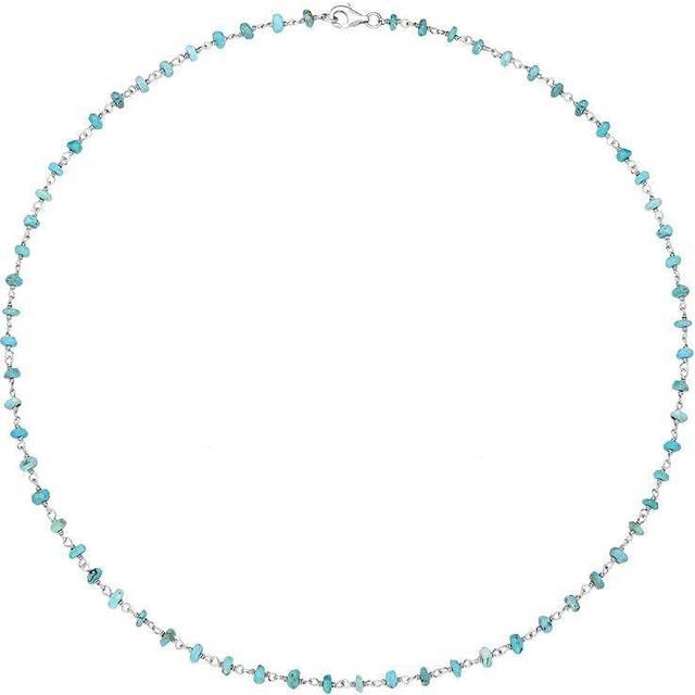 Sterling Silver Turquoise 4mm Bead Chain Link Necklace
