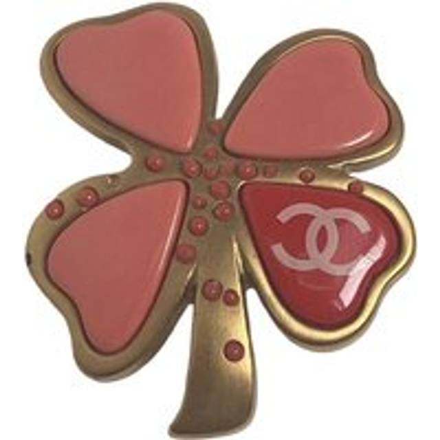 Womens Preloved Clover Brooch Four Leaf Enamel Wo - Gold Brooches - Metallics - One Size