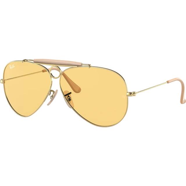 Ray - Ban Unisex RB3138 SHOOTER AMBERMATIC Yellow Sunglasses Metal Gold Yellow Pilot Photochromatic