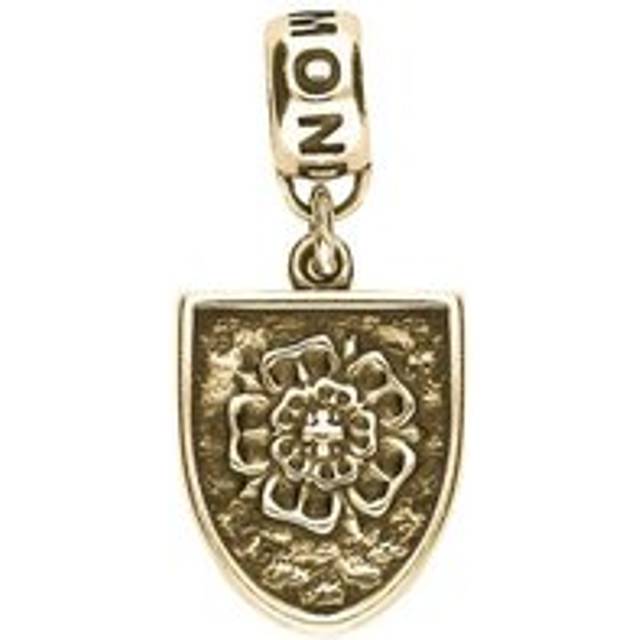 9ct Yellow Gold York Minster Cross Key and Rose Shield Loop Charm - Yellow Gold