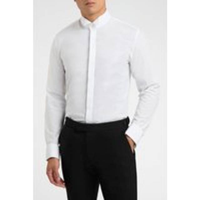 Slim Double Cuff Wing Collar Dress Shirt - White - 17 in