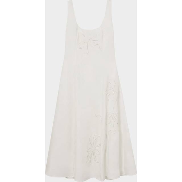 Elise Beaded Floral-Embroidered Midi Dress - IVORY - 8