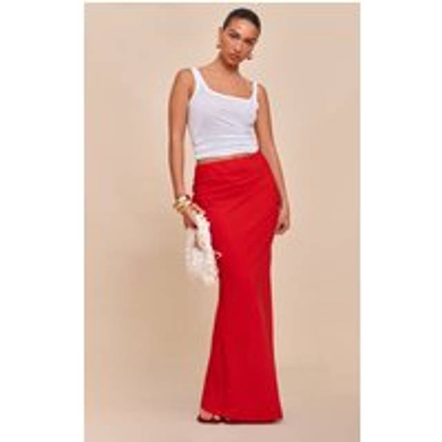 Tomato Tencel Maxi Skirt, Tomato Red - 4