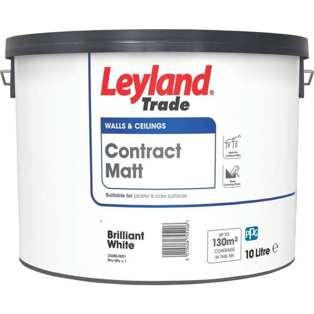 Leyland Trade Contract Matt Emulsion Paint 10L Brilliant White