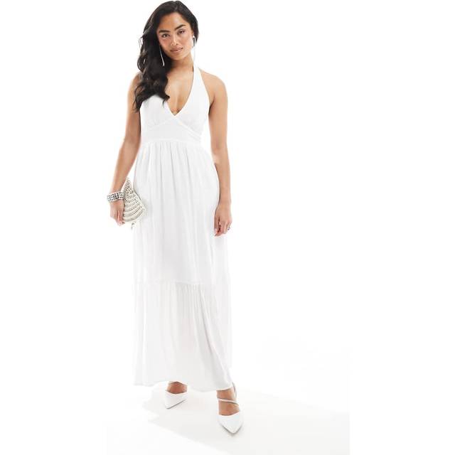 Hollister Maxikjole Med Halterneck Og Slids - Hvid