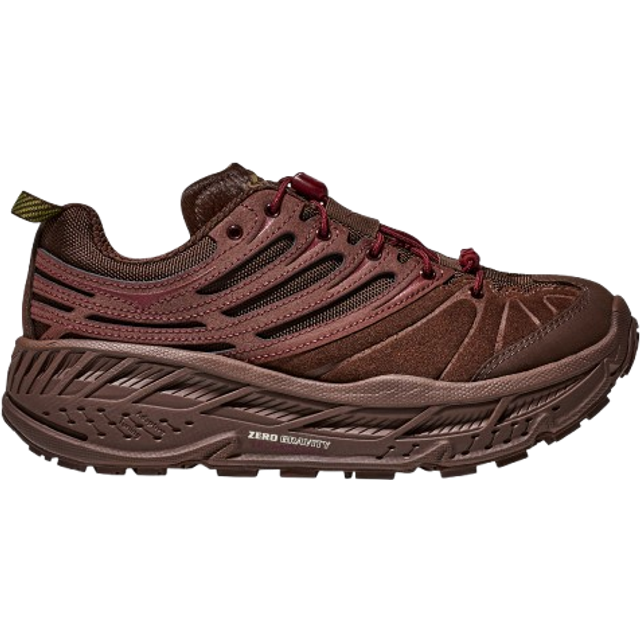 HOKA Elite Terrain System Stinson EVO OG Lifestyle Shoes in Cold Brew/Varsity Burgundy, Size 10