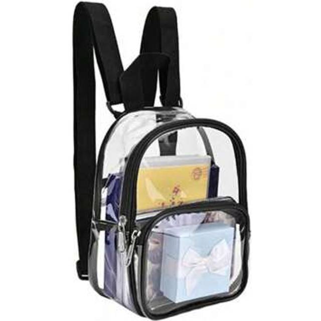 1st Liten genomskinlig ryggsäck Mini genomskinlig PVC-ryggsäck Sommar vattentät strand mobiltelefonväska för reseskola förvaring Söt ryggsäck plast tr - Svart