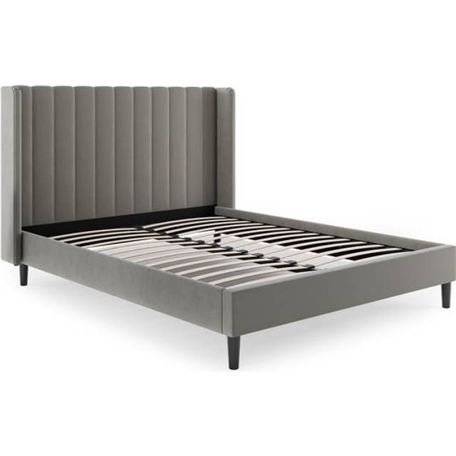 Alara Pleated Velvet Bed Frame - Dove